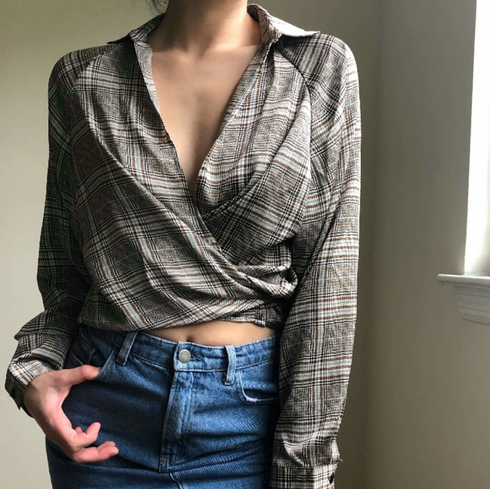 Plaid wrap top